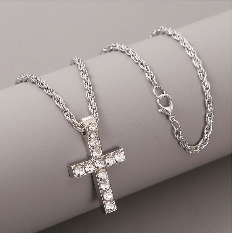 Cross Pendant Necklaces For Women Men Punk Hiphop Rope Chain On Neck Rapper Jewelry - Badi Jewellery store