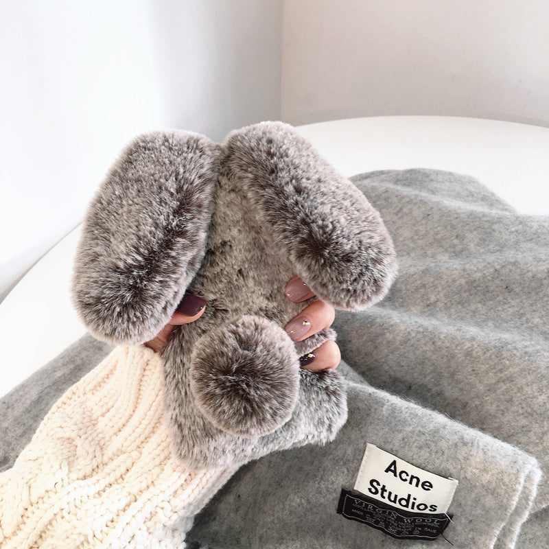 Simple Winter Warm Rabbit Plush Phone Case