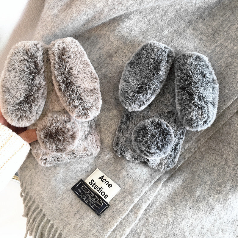 Simple Winter Warm Rabbit Plush Phone Case