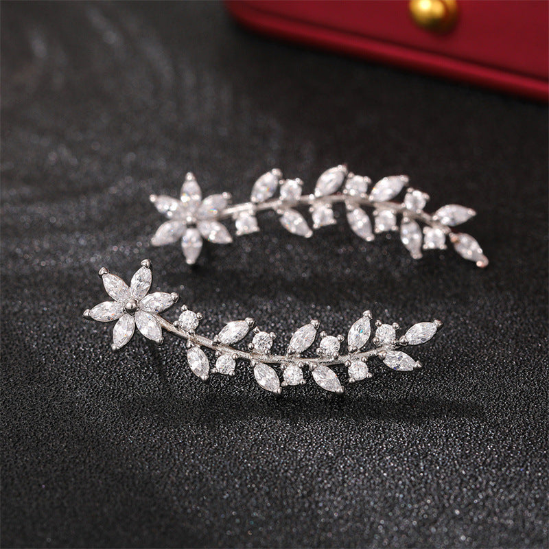 European And American Style Internet Celebrity Earring With Same Kind Full Diamond Flower Earrings For Women - Badi Jewellery store