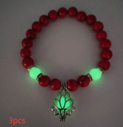 Energy Luminous Lotus Natural Stone Bracelet Yoga Healing Luminous Glow In The Dark Charm Beads Bracelet For Men Women Prayer Buddhism - Badi Jewellery store