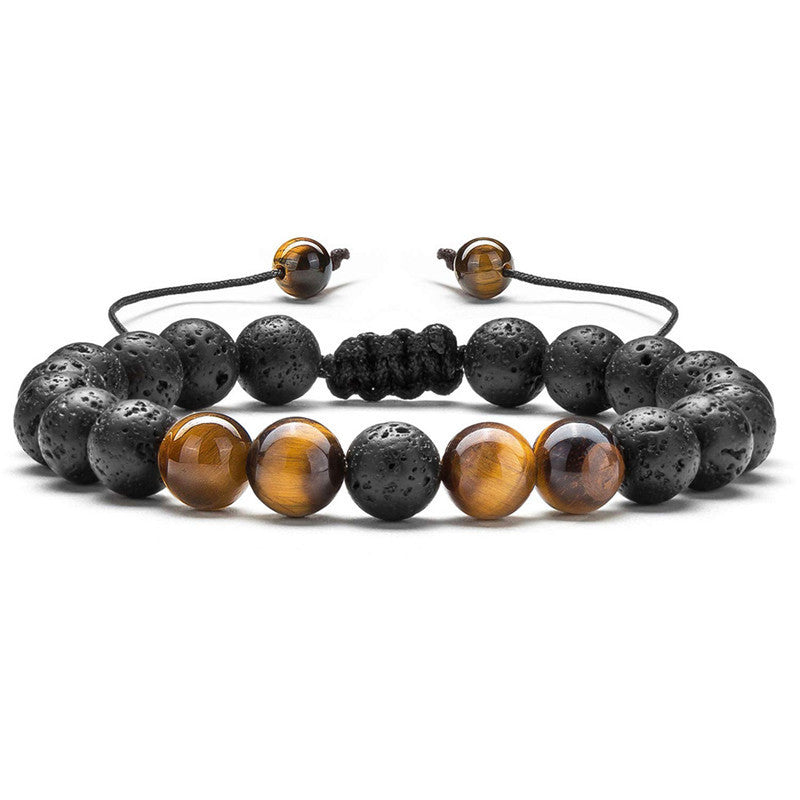 Tiger Eye Couple Bracelets Matte Black Agate Beads Bracelet - Badi Jewellery store