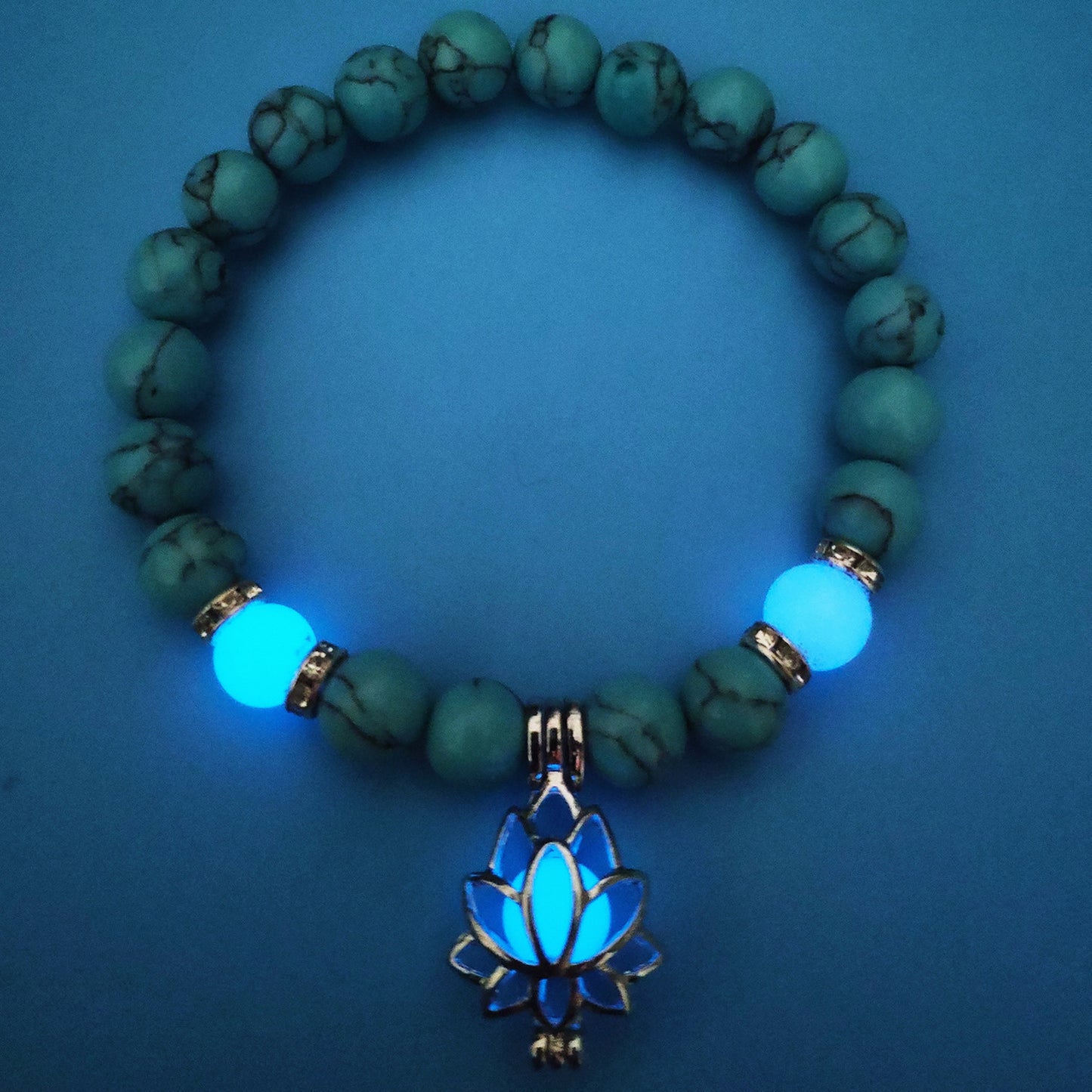 Energy Luminous Lotus Natural Stone Bracelet Yoga Healing Luminous Glow In The Dark Charm Beads Bracelet For Men Women Prayer Buddhism - Badi Jewellery store