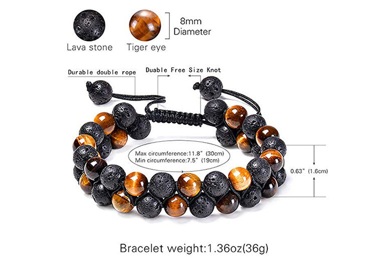 Tiger Eye Couple Bracelets Matte Black Agate Beads Bracelet - Badi Jewellery store