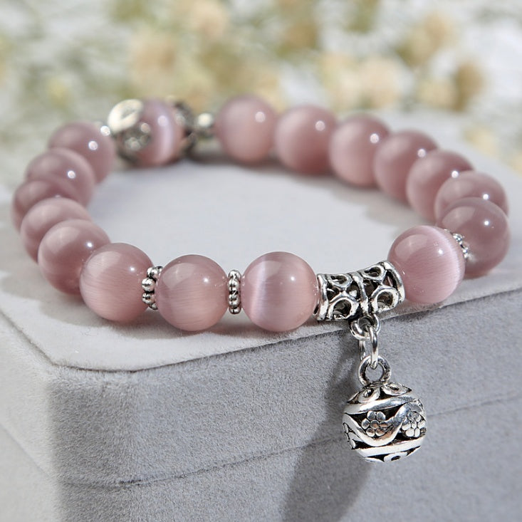 Natural opal beads bracelets crystal fashion women bracelet vintage stainless steel braceletes for women - Badi Jewellery store