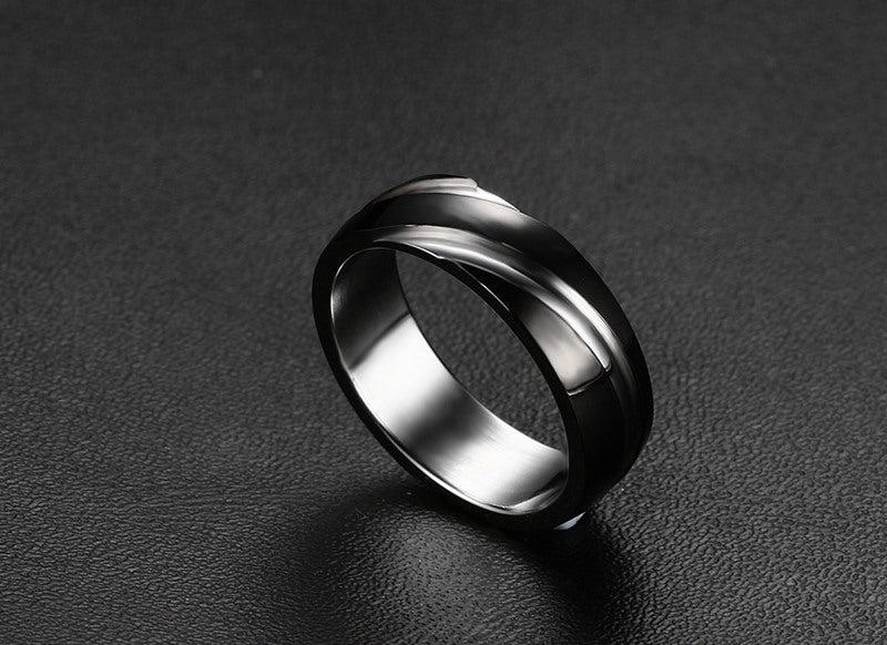 Black Titanium Steel Twill Men's Ring - Badi Jewellery store