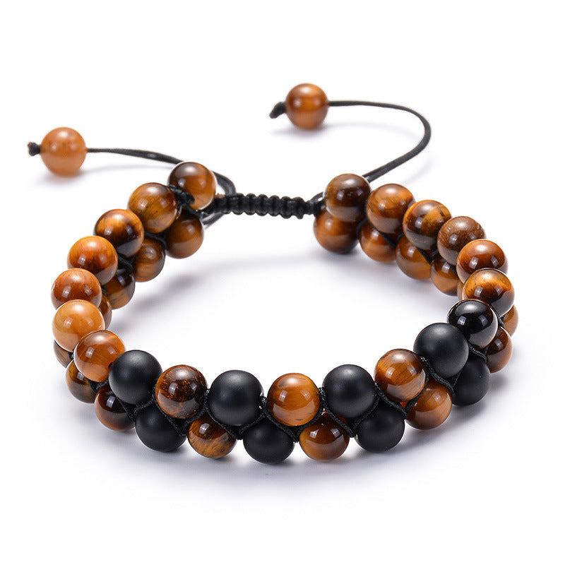 Tiger Eye Couple Bracelets Matte Black Agate Beads Bracelet - Badi Jewellery store