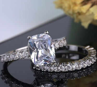 Double Stackable Set Rings 2Pcs For Women Wedding Engagement - Badi Jewellery store