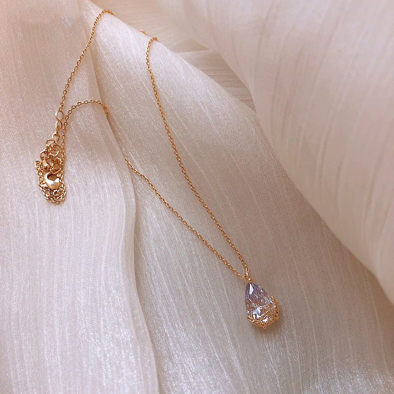 Crystal Water Drop Pendant Necklace Women - Badi Jewellery store