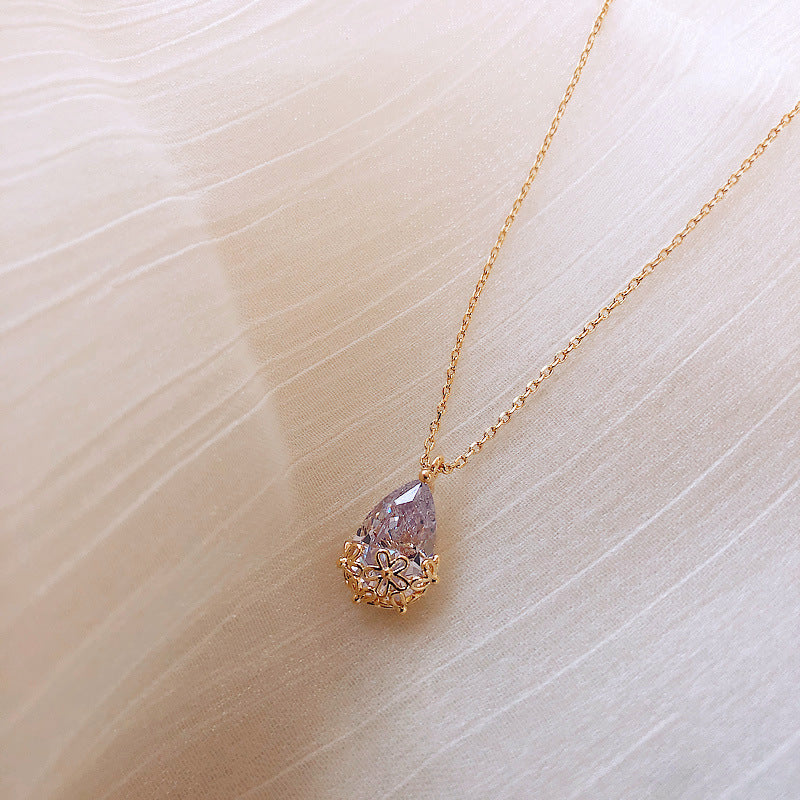 Crystal Water Drop Pendant Necklace Women - Badi Jewellery store