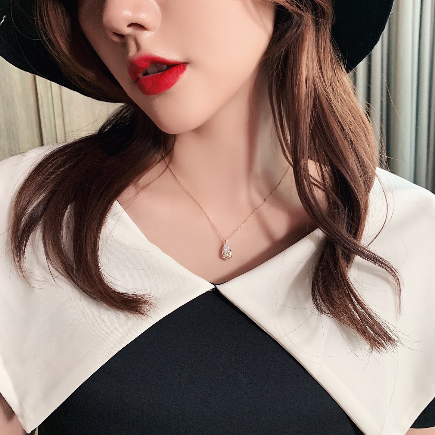 Crystal Water Drop Pendant Necklace Women - Badi Jewellery store