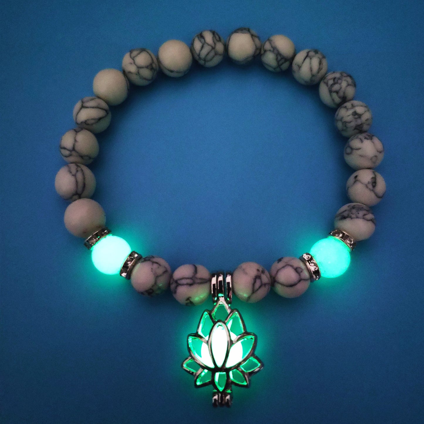 Energy Luminous Lotus Natural Stone Bracelet Yoga Healing Luminous Glow In The Dark Charm Beads Bracelet For Men Women Prayer Buddhism - Badi Jewellery store