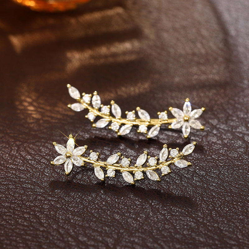 European And American Style Internet Celebrity Earring With Same Kind Full Diamond Flower Earrings For Women - Badi Jewellery store