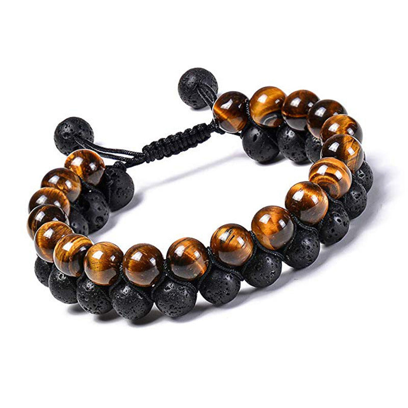Tiger Eye Couple Bracelets Matte Black Agate Beads Bracelet - Badi Jewellery store