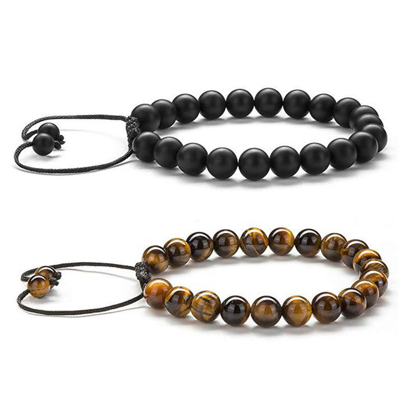 Tiger Eye Couple Bracelets Matte Black Agate Beads Bracelet - Badi Jewellery store