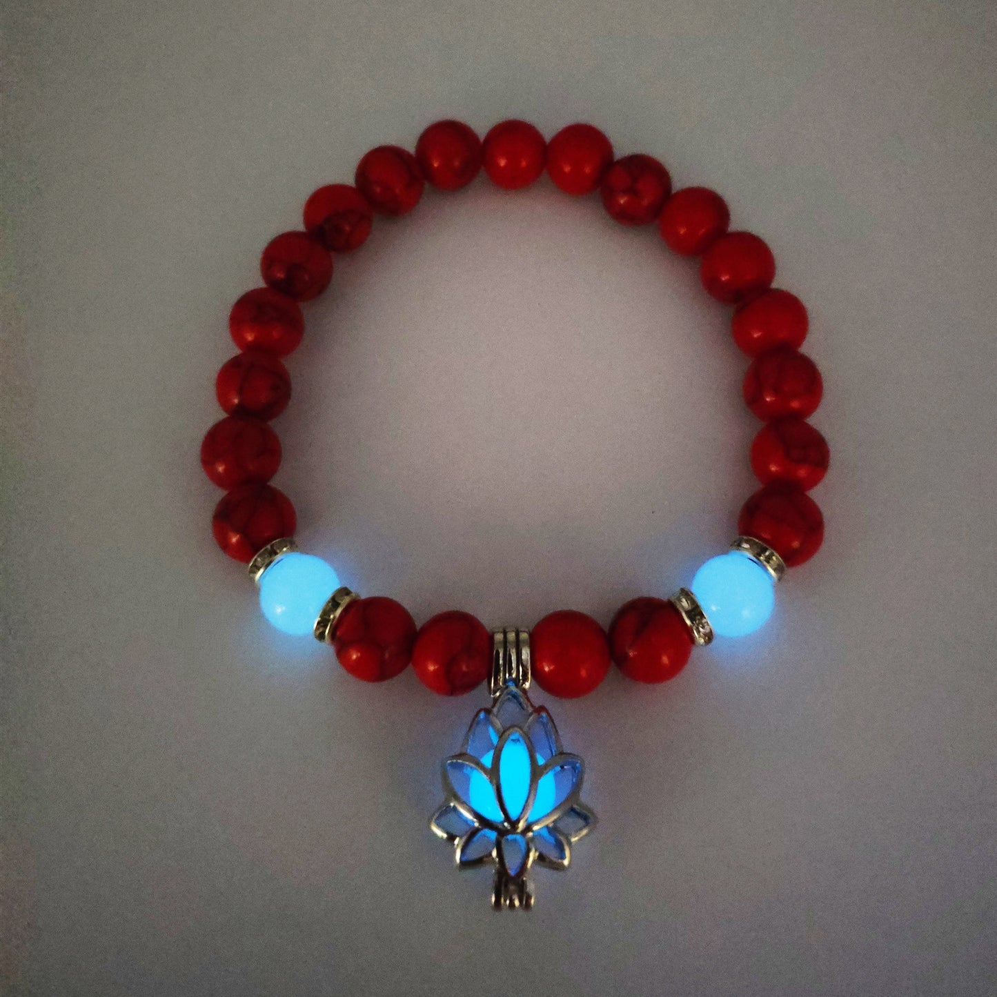 Energy Luminous Lotus Natural Stone Bracelet Yoga Healing Luminous Glow In The Dark Charm Beads Bracelet For Men Women Prayer Buddhism - Badi Jewellery store
