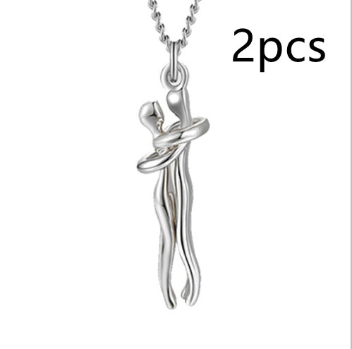 Love Hug Necklace Unisex Men Women Couple Jewelry Simple Temperament Clavicle Chain Valentines Day Lover Gift - Badi Jewellery store