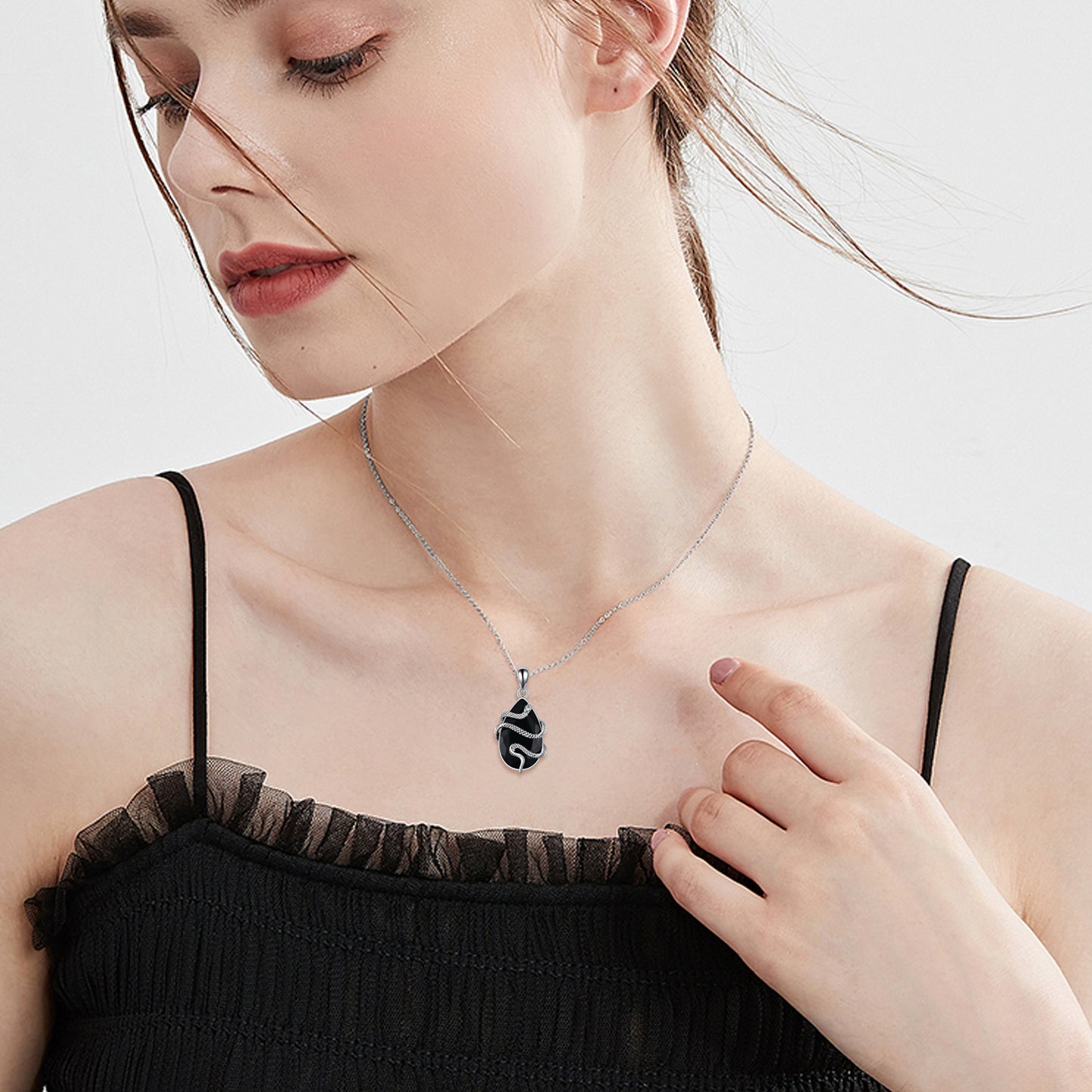Sterling Silver Black Obsidian Tourmaline