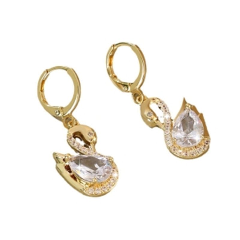 Sweet Rhinestone Swan Earrings Ins Fashion Earrings For Women Jewelry - Badi Jewellery store
