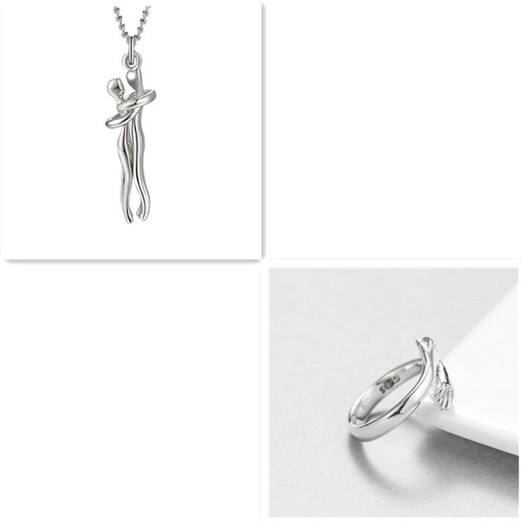 Love Hug Necklace Unisex Men Women Couple Jewelry Simple Temperament Clavicle Chain Valentines Day Lover Gift - Badi Jewellery store