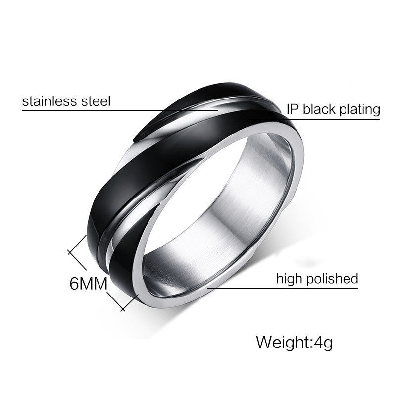 Black Titanium Steel Twill Men's Ring - Badi Jewellery store