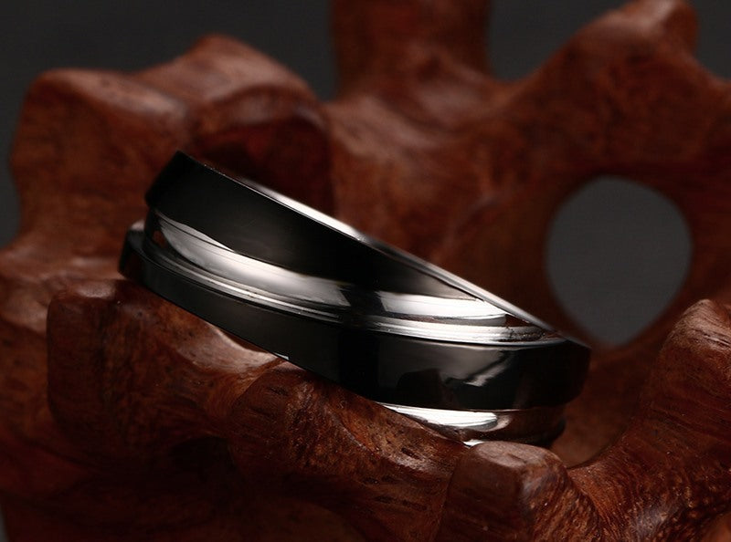 Black Titanium Steel Twill Men's Ring - Badi Jewellery store