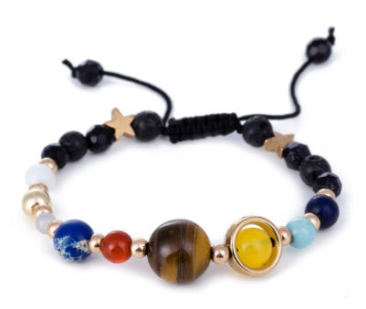 Universe Galaxy Eight Planets Solar System Guardian Star Natural Stone Beads Bracelet - Badi Jewellery store