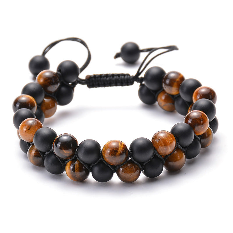 Tiger Eye Couple Bracelets Matte Black Agate Beads Bracelet - Badi Jewellery store
