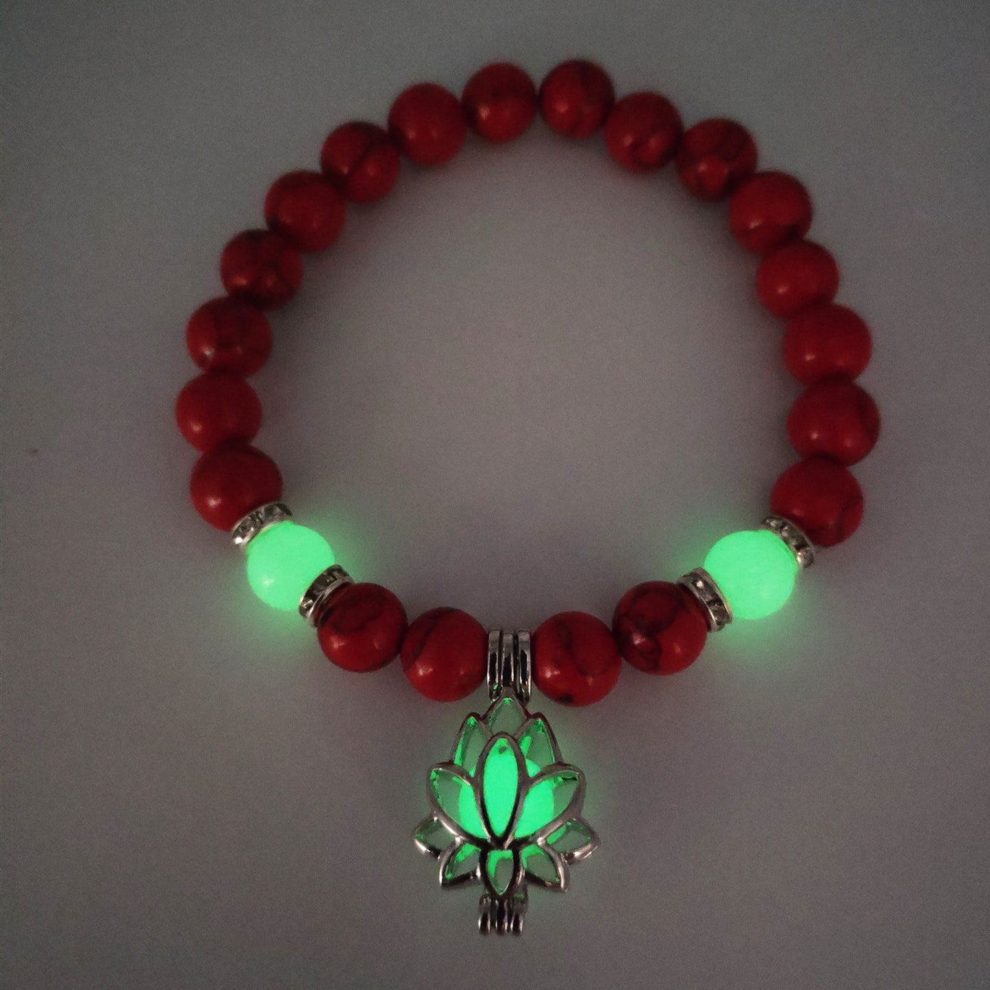 Energy Luminous Lotus Natural Stone Bracelet Yoga Healing Luminous Glow In The Dark Charm Beads Bracelet For Men Women Prayer Buddhism - Badi Jewellery store