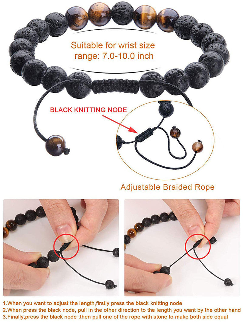 Tiger Eye Couple Bracelets Matte Black Agate Beads Bracelet - Badi Jewellery store