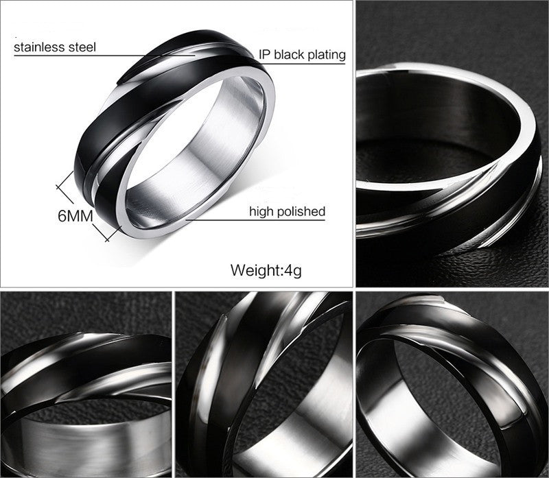 Black Titanium Steel Twill Men's Ring - Badi Jewellery store