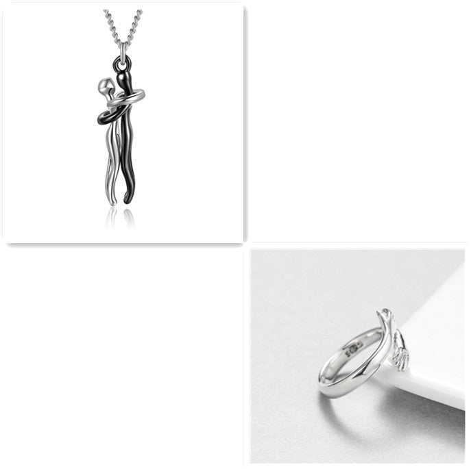 Love Hug Necklace Unisex Men Women Couple Jewelry Simple Temperament Clavicle Chain Valentines Day Lover Gift - Badi Jewellery store