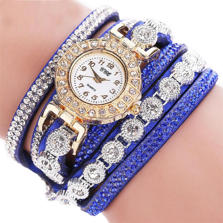 Leather Rhinestone Watch Bracelet Watches