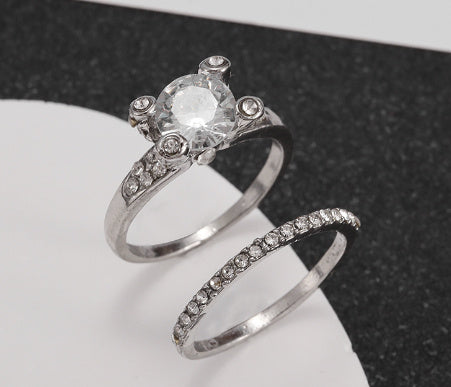 Double Stackable Set Rings 2Pcs For Women Wedding Engagement - Badi Jewellery store