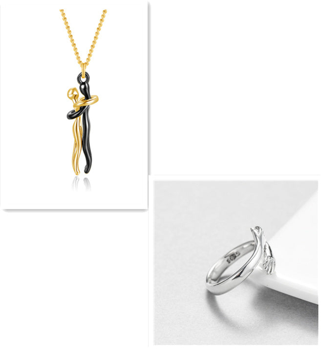 Love Hug Necklace Unisex Men Women Couple Jewelry Simple Temperament Clavicle Chain Valentines Day Lover Gift - Badi Jewellery store