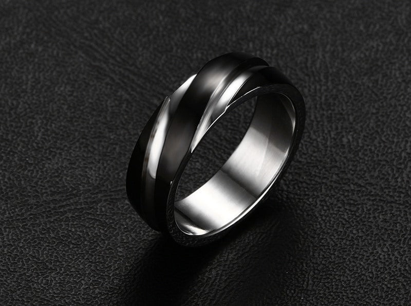 Black Titanium Steel Twill Men's Ring - Badi Jewellery store