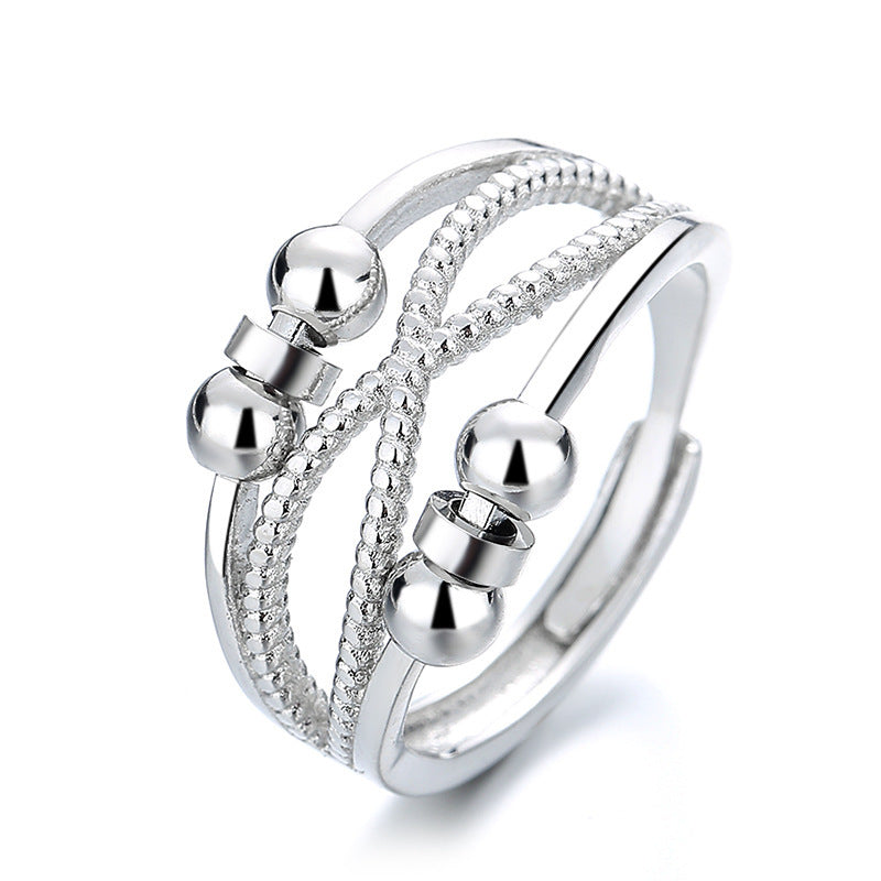 Rotatable Ring With Open Design Fashion Double-layered Hollow Line Anxiety Relief Rings For Women - Badi Jewellery store