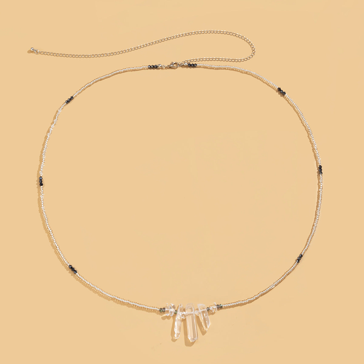 Simple Woven Rice Beads Single Layer Body Crystal Waist Chain - Badi Jewellery store