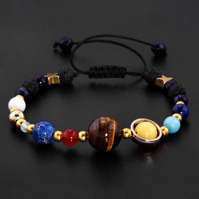 Universe Galaxy Eight Planets Solar System Guardian Star Natural Stone Beads Bracelet - Badi Jewellery store