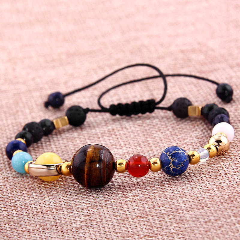 Universe Galaxy Eight Planets Solar System Guardian Star Natural Stone Beads Bracelet - Badi Jewellery store
