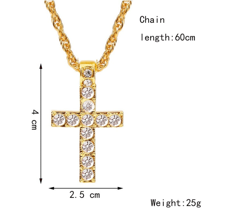 Cross Pendant Necklaces For Women Men Punk Hiphop Rope Chain On Neck Rapper Jewelry - Badi Jewellery store