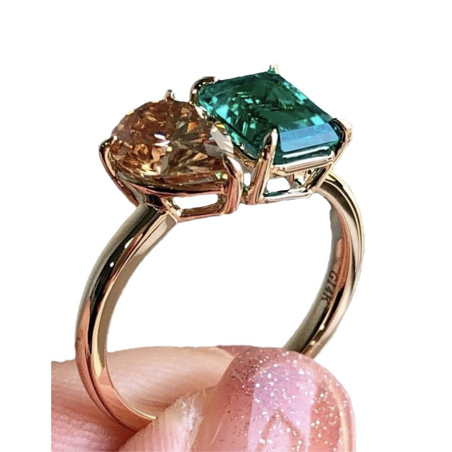 Crystal Engagement Ring Classic Gold Color