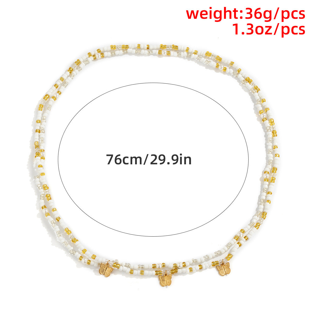 Beach Style Colored Rice Beads Small Butterfly Waist Chain - Badi Jewellery store
