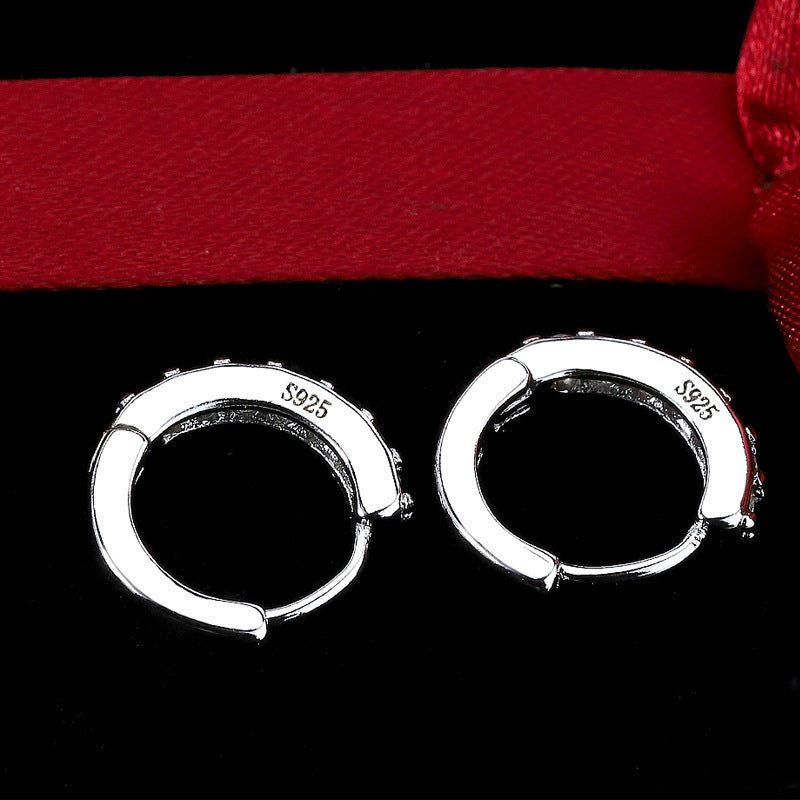 S925 Sterling Silver Needle Single Row Diamond Earrings For Women - Badi Jewellery store