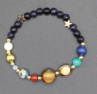 Universe Galaxy Eight Planets Solar System Guardian Star Natural Stone Beads Bracelet - Badi Jewellery store