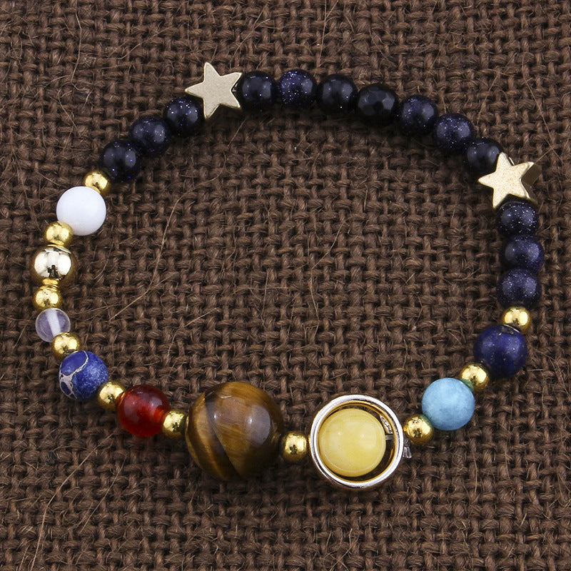 Universe Galaxy Eight Planets Solar System Guardian Star Natural Stone Beads Bracelet - Badi Jewellery store