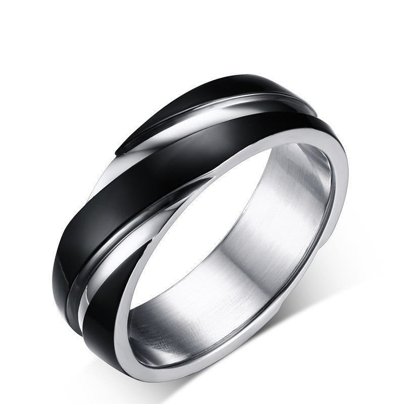 Black Titanium Steel Twill Men's Ring - Badi Jewellery store