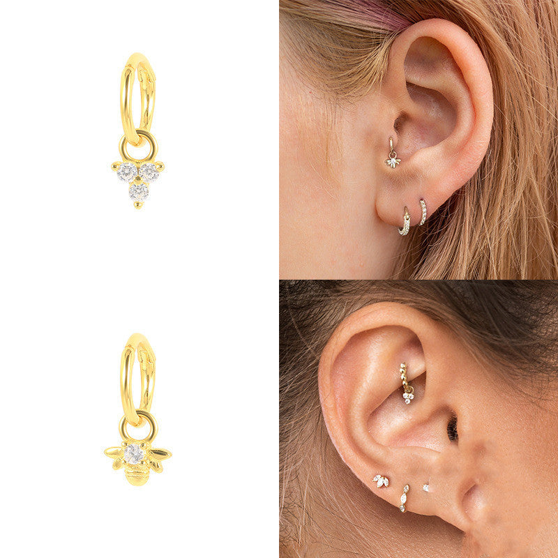 Bee Geometric Diamond Ear Cuff