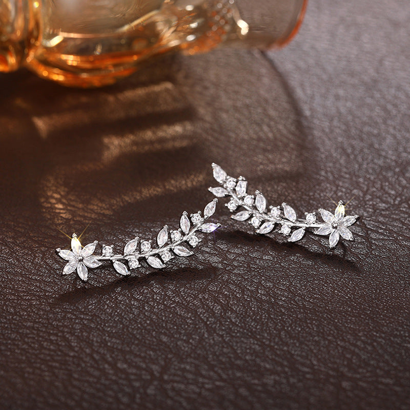 European And American Style Internet Celebrity Earring With Same Kind Full Diamond Flower Earrings For Women - Badi Jewellery store