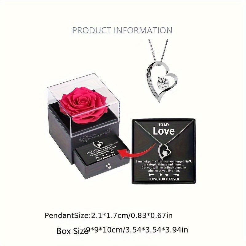 Cubic Zirconia Heart Necklace With Heart For Gifts 925 Sterling Silver Necklace